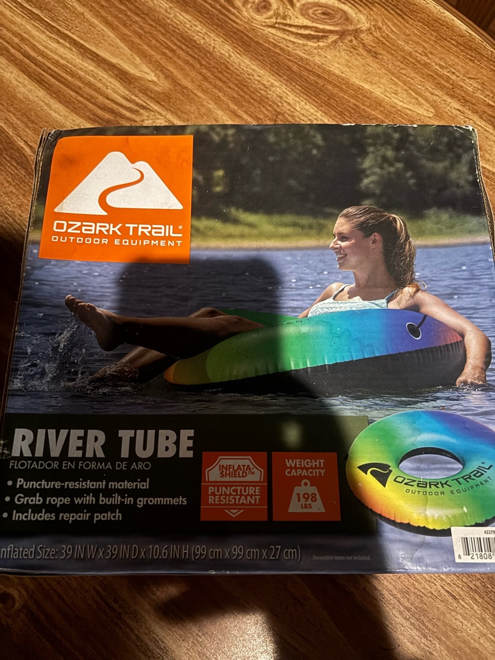 Ozark Trail Green and Yellow Inflatable River Tube
